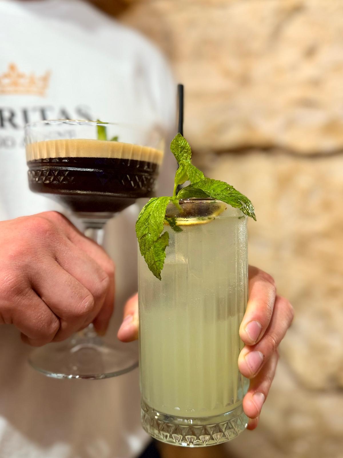 Espresso martini and mint cocktail at Veritas